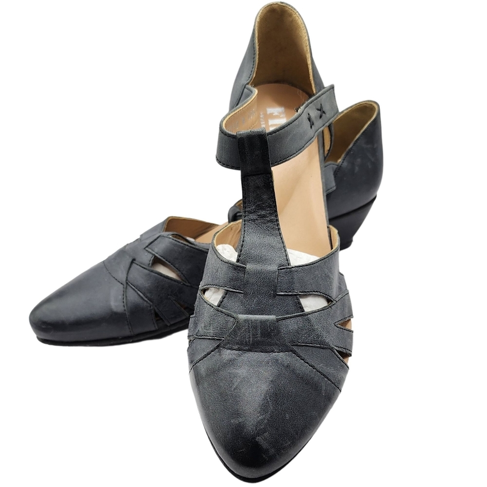 Fidji Shoes V096 velcro sandals low heel NWOB T-Strap Gray 41